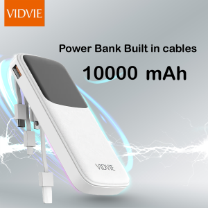 • VIDVIE PB758 Power Bank 10000 MAH Built in cables