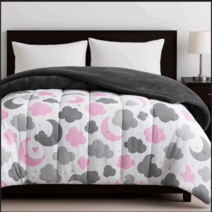 لحاف شتوي فرو رمادي نجوم و هلال 220 * 235 سم