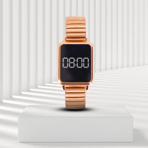 ساعة مستطيلة تاتش نحاسي