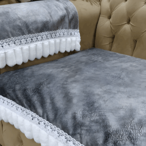 طقم بياضات كنبه جلد مقلوب 10 قطع رمادي