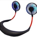 مروحة رقبة محمولة قابلة للشحن USB - 3 سرعات وإضاءة LED خفيفة الوزن