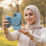 شاحن لاسلكي للجوال مع حامل تصوير مغناطيسي