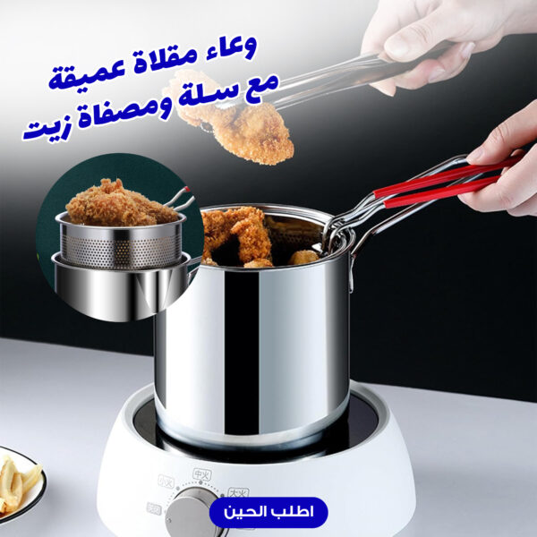 وعاء مقلاة عميقة من سالتلاس مع سلة ومصفاة زيت